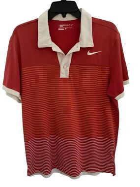 Nike Red Polo with White Collar and Sleeve Trim Mens Size L
